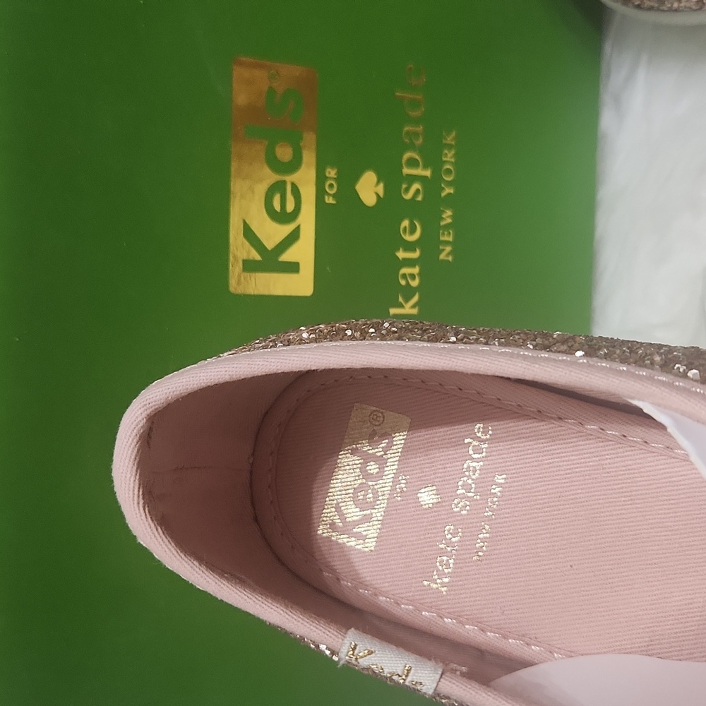 [US6.5] KEDS x KATE SPADE Rose Gold Glitter Sneakers BNIB - Picture 3 of 5